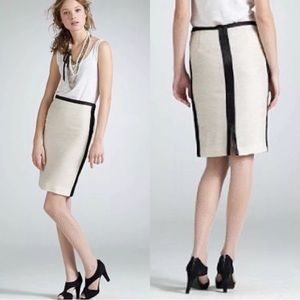 J.Crew ivory silk blend skirt w black border